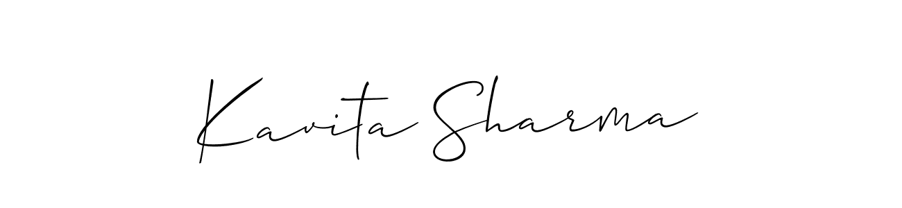 The best way (Allison_Script) to make a short signature is to pick only two or three words in your name. The name Kavita Sharma include a total of six letters. For converting this name. Kavita Sharma signature style 2 images and pictures png