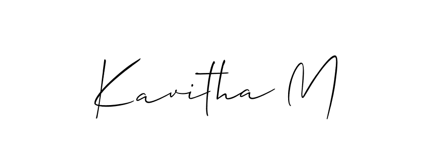 How to make Kavitha M name signature. Use Allison_Script style for creating short signs online. This is the latest handwritten sign. Kavitha M signature style 2 images and pictures png