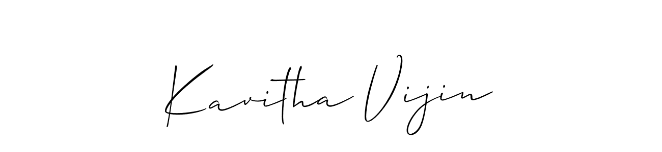 Also You can easily find your signature by using the search form. We will create Kavitha Vijin name handwritten signature images for you free of cost using Allison_Script sign style. Kavitha Vijin signature style 2 images and pictures png