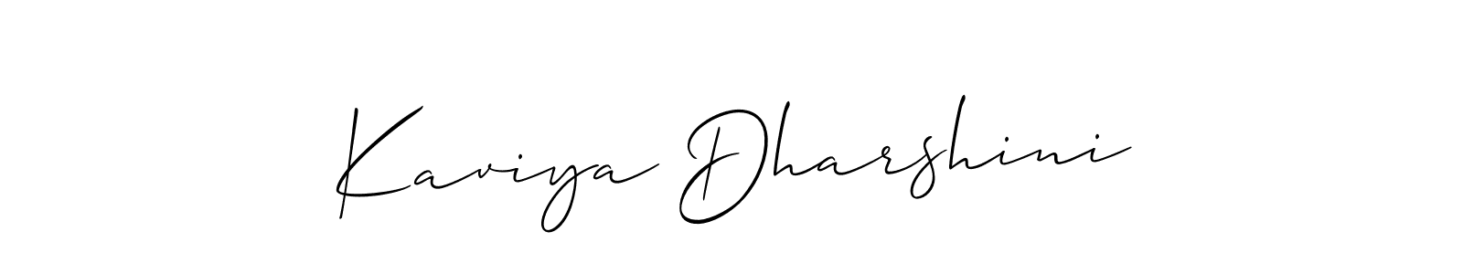 It looks lik you need a new signature style for name Kaviya Dharshini. Design unique handwritten (Allison_Script) signature with our free signature maker in just a few clicks. Kaviya Dharshini signature style 2 images and pictures png