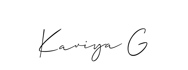 How to make Kaviya G name signature. Use Allison_Script style for creating short signs online. This is the latest handwritten sign. Kaviya G signature style 2 images and pictures png