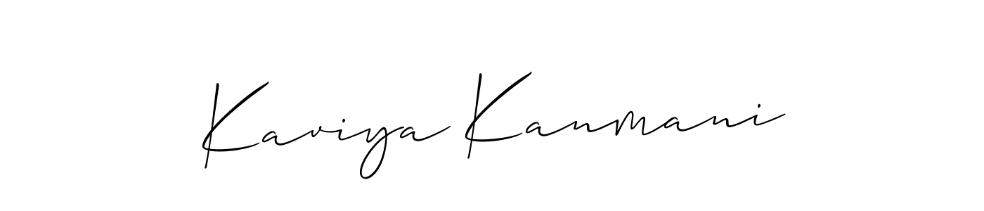 How to make Kaviya Kanmani name signature. Use Allison_Script style for creating short signs online. This is the latest handwritten sign. Kaviya Kanmani signature style 2 images and pictures png