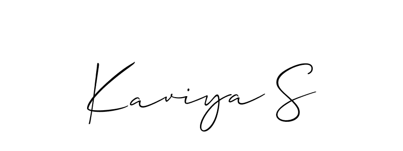 The best way (Allison_Script) to make a short signature is to pick only two or three words in your name. The name Kaviya S include a total of six letters. For converting this name. Kaviya S signature style 2 images and pictures png