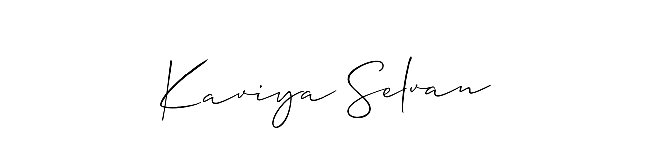 It looks lik you need a new signature style for name Kaviya Selvan. Design unique handwritten (Allison_Script) signature with our free signature maker in just a few clicks. Kaviya Selvan signature style 2 images and pictures png