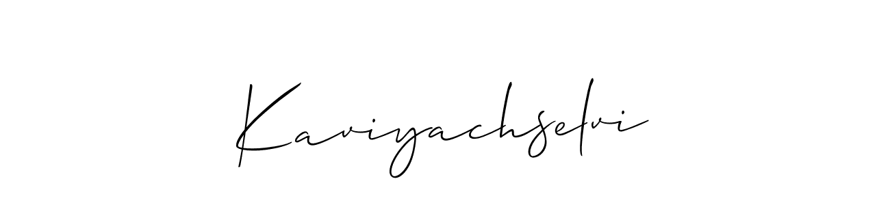 The best way (Allison_Script) to make a short signature is to pick only two or three words in your name. The name Kaviyachselvi include a total of six letters. For converting this name. Kaviyachselvi signature style 2 images and pictures png