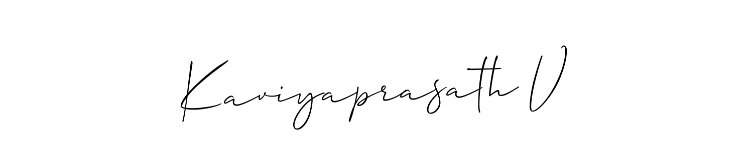 This is the best signature style for the Kaviyaprasath V name. Also you like these signature font (Allison_Script). Mix name signature. Kaviyaprasath V signature style 2 images and pictures png