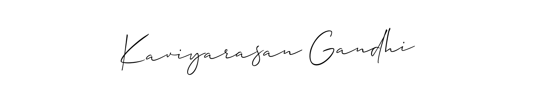 if you are searching for the best signature style for your name Kaviyarasan Gandhi. so please give up your signature search. here we have designed multiple signature styles  using Allison_Script. Kaviyarasan Gandhi signature style 2 images and pictures png