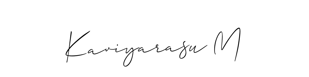 Design your own signature with our free online signature maker. With this signature software, you can create a handwritten (Allison_Script) signature for name Kaviyarasu M. Kaviyarasu M signature style 2 images and pictures png