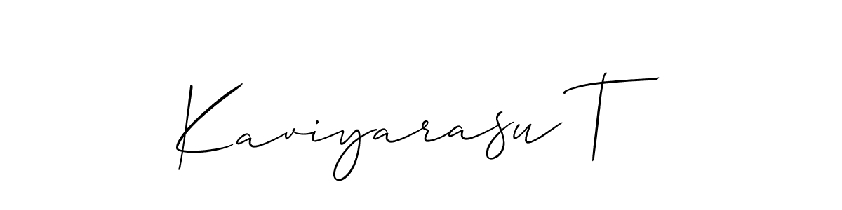 It looks lik you need a new signature style for name Kaviyarasu T. Design unique handwritten (Allison_Script) signature with our free signature maker in just a few clicks. Kaviyarasu T signature style 2 images and pictures png