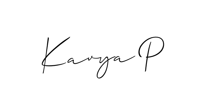 It looks lik you need a new signature style for name Kavya P. Design unique handwritten (Allison_Script) signature with our free signature maker in just a few clicks. Kavya P signature style 2 images and pictures png