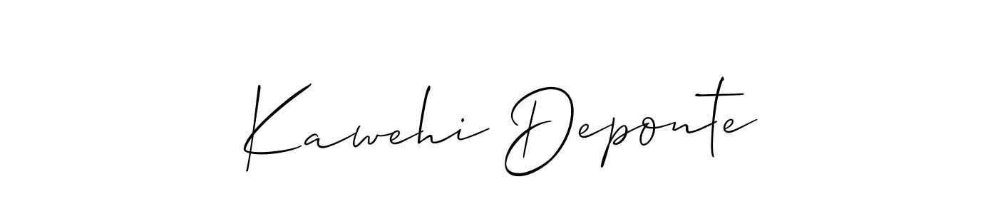Make a beautiful signature design for name Kawehi Deponte. With this signature (Allison_Script) style, you can create a handwritten signature for free. Kawehi Deponte signature style 2 images and pictures png
