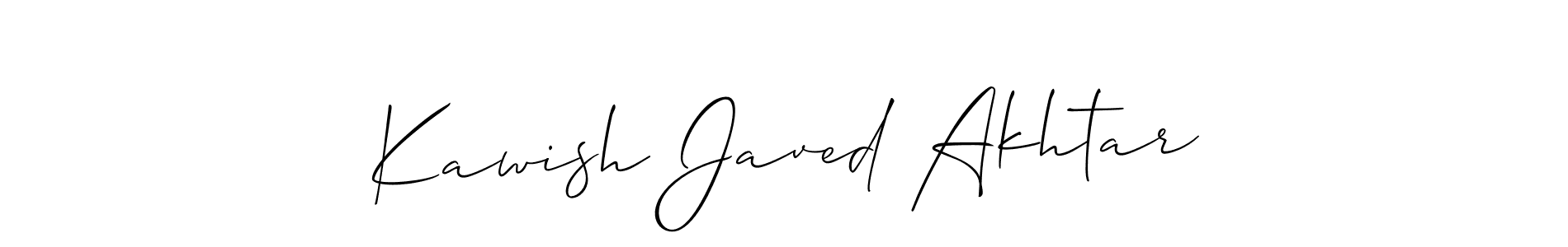 Allison_Script is a professional signature style that is perfect for those who want to add a touch of class to their signature. It is also a great choice for those who want to make their signature more unique. Get Kawish Javed Akhtar name to fancy signature for free. Kawish Javed Akhtar signature style 2 images and pictures png