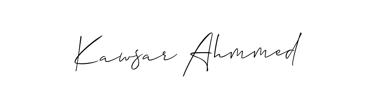 You should practise on your own different ways (Allison_Script) to write your name (Kawsar Ahmmed) in signature. don't let someone else do it for you. Kawsar Ahmmed signature style 2 images and pictures png