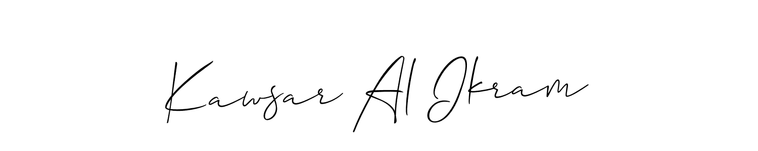 if you are searching for the best signature style for your name Kawsar Al Ikram. so please give up your signature search. here we have designed multiple signature styles  using Allison_Script. Kawsar Al Ikram signature style 2 images and pictures png