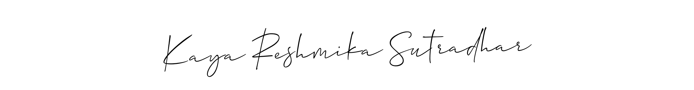 if you are searching for the best signature style for your name Kaya Reshmika Sutradhar. so please give up your signature search. here we have designed multiple signature styles  using Allison_Script. Kaya Reshmika Sutradhar signature style 2 images and pictures png