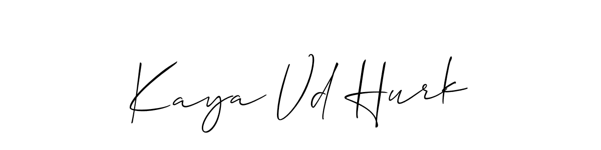 Make a beautiful signature design for name Kaya Vd Hurk. With this signature (Allison_Script) style, you can create a handwritten signature for free. Kaya Vd Hurk signature style 2 images and pictures png