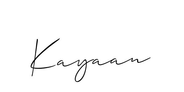 Use a signature maker to create a handwritten signature online. With this signature software, you can design (Allison_Script) your own signature for name Kayaan. Kayaan signature style 2 images and pictures png