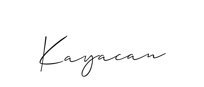 Design your own signature with our free online signature maker. With this signature software, you can create a handwritten (Allison_Script) signature for name Kayacan. Kayacan signature style 2 images and pictures png