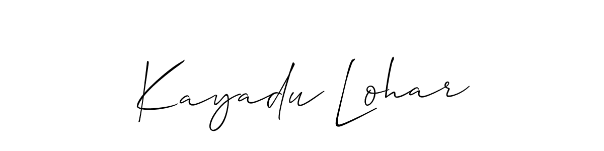 The best way (Allison_Script) to make a short signature is to pick only two or three words in your name. The name Kayadu Lohar include a total of six letters. For converting this name. Kayadu Lohar signature style 2 images and pictures png