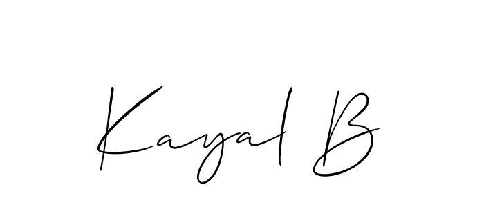 Make a beautiful signature design for name Kayal B. With this signature (Allison_Script) style, you can create a handwritten signature for free. Kayal B signature style 2 images and pictures png