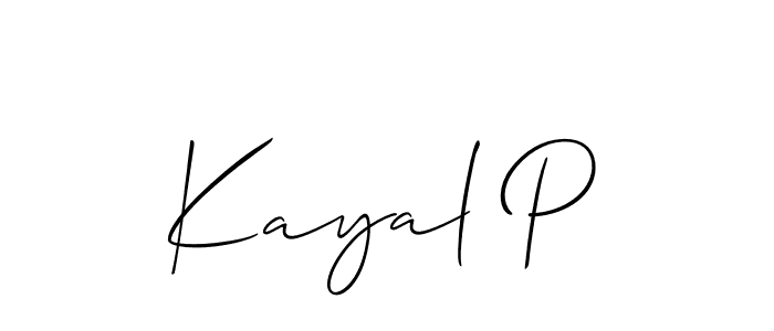 Design your own signature with our free online signature maker. With this signature software, you can create a handwritten (Allison_Script) signature for name Kayal P. Kayal P signature style 2 images and pictures png