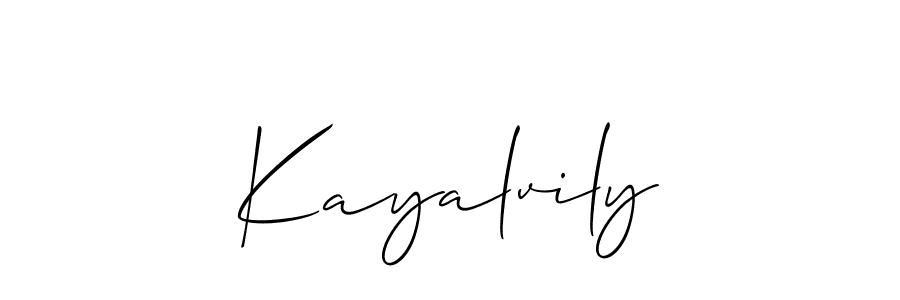 Use a signature maker to create a handwritten signature online. With this signature software, you can design (Allison_Script) your own signature for name Kayalvily. Kayalvily signature style 2 images and pictures png