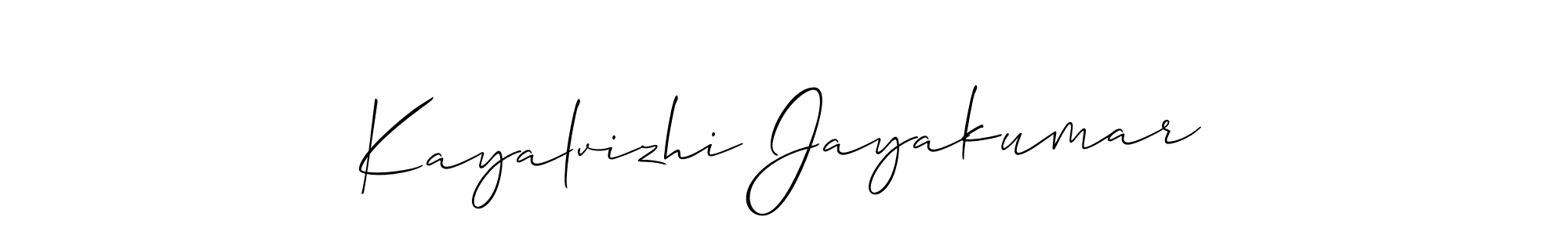 Make a short Kayalvizhi Jayakumar signature style. Manage your documents anywhere anytime using Allison_Script. Create and add eSignatures, submit forms, share and send files easily. Kayalvizhi Jayakumar signature style 2 images and pictures png