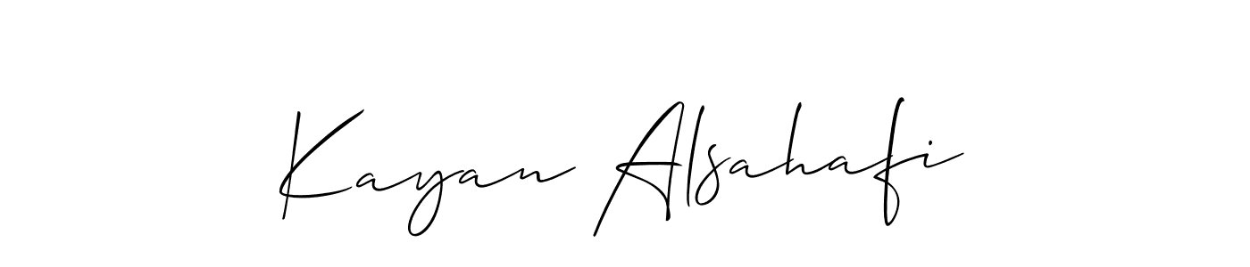 Use a signature maker to create a handwritten signature online. With this signature software, you can design (Allison_Script) your own signature for name Kayan Alsahafi. Kayan Alsahafi signature style 2 images and pictures png