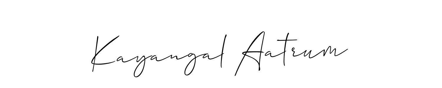 The best way (Allison_Script) to make a short signature is to pick only two or three words in your name. The name Kayangal Aatrum include a total of six letters. For converting this name. Kayangal Aatrum signature style 2 images and pictures png