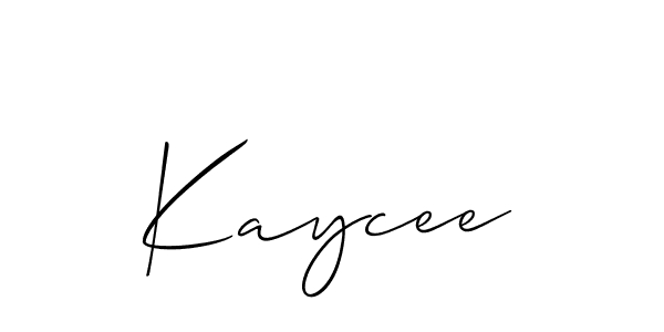 Design your own signature with our free online signature maker. With this signature software, you can create a handwritten (Allison_Script) signature for name Kaycee. Kaycee signature style 2 images and pictures png