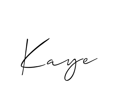 Design your own signature with our free online signature maker. With this signature software, you can create a handwritten (Allison_Script) signature for name Kaye. Kaye signature style 2 images and pictures png