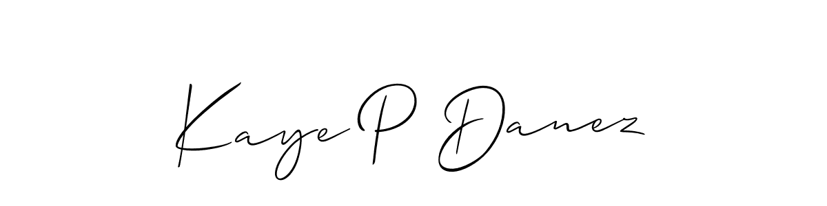 if you are searching for the best signature style for your name Kaye P Danez. so please give up your signature search. here we have designed multiple signature styles  using Allison_Script. Kaye P Danez signature style 2 images and pictures png