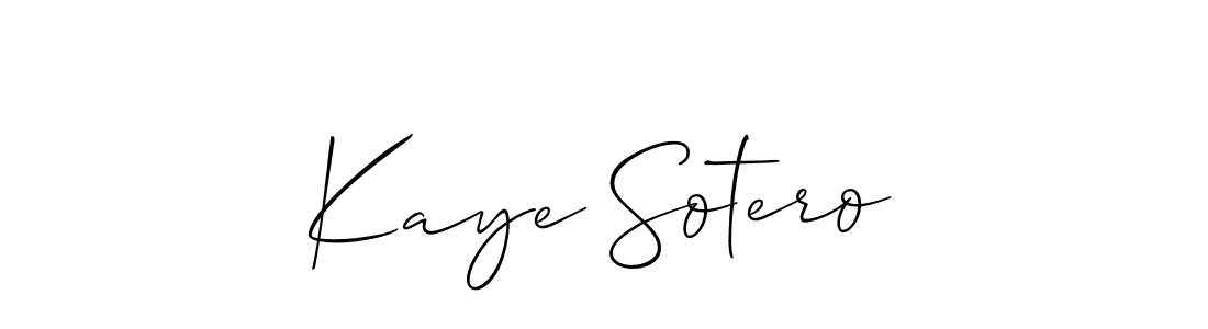 Make a short Kaye Sotero signature style. Manage your documents anywhere anytime using Allison_Script. Create and add eSignatures, submit forms, share and send files easily. Kaye Sotero signature style 2 images and pictures png