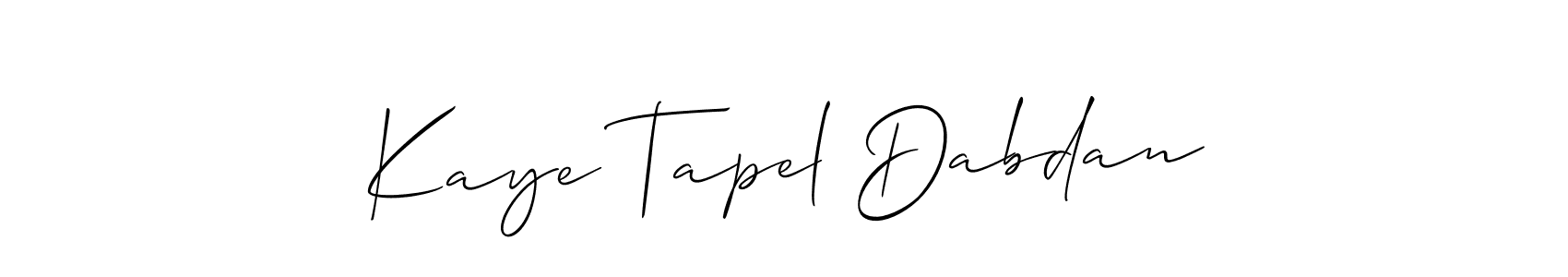How to make Kaye Tapel Dabdan signature? Allison_Script is a professional autograph style. Create handwritten signature for Kaye Tapel Dabdan name. Kaye Tapel Dabdan signature style 2 images and pictures png
