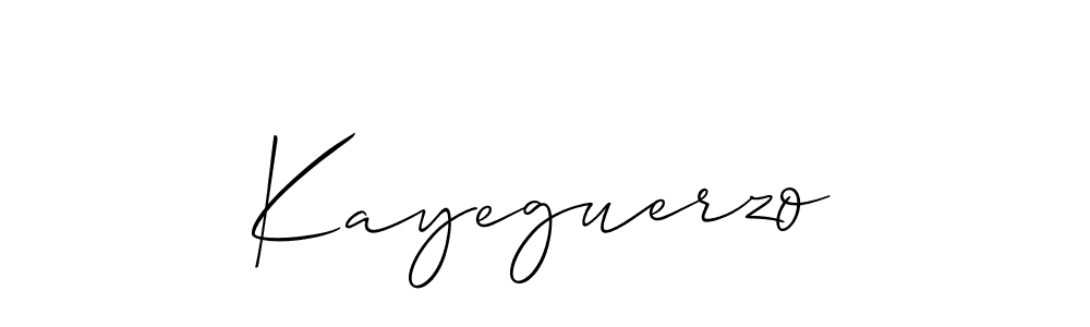 Allison_Script is a professional signature style that is perfect for those who want to add a touch of class to their signature. It is also a great choice for those who want to make their signature more unique. Get Kayeguerzo name to fancy signature for free. Kayeguerzo signature style 2 images and pictures png