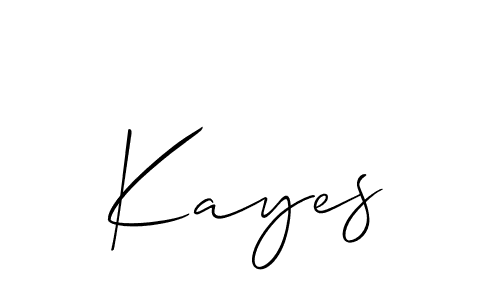 It looks lik you need a new signature style for name Kayes. Design unique handwritten (Allison_Script) signature with our free signature maker in just a few clicks. Kayes signature style 2 images and pictures png
