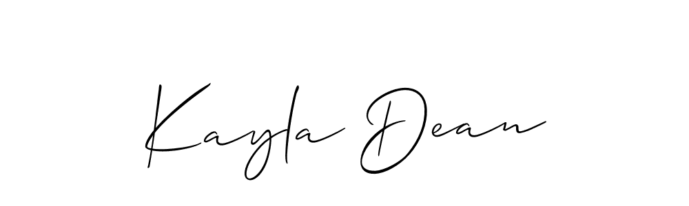 Make a beautiful signature design for name Kayla Dean. With this signature (Allison_Script) style, you can create a handwritten signature for free. Kayla Dean signature style 2 images and pictures png
