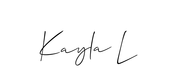 How to make Kayla L name signature. Use Allison_Script style for creating short signs online. This is the latest handwritten sign. Kayla L signature style 2 images and pictures png