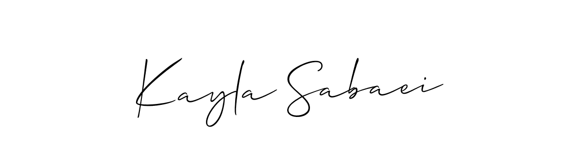 Use a signature maker to create a handwritten signature online. With this signature software, you can design (Allison_Script) your own signature for name Kayla Sabaei. Kayla Sabaei signature style 2 images and pictures png