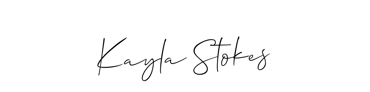 Allison_Script is a professional signature style that is perfect for those who want to add a touch of class to their signature. It is also a great choice for those who want to make their signature more unique. Get Kayla Stokes name to fancy signature for free. Kayla Stokes signature style 2 images and pictures png