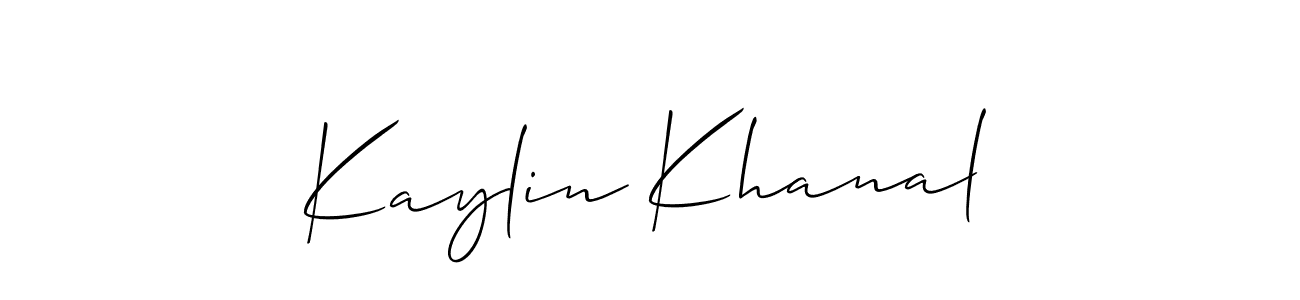 Also You can easily find your signature by using the search form. We will create Kaylin Khanal name handwritten signature images for you free of cost using Allison_Script sign style. Kaylin Khanal signature style 2 images and pictures png