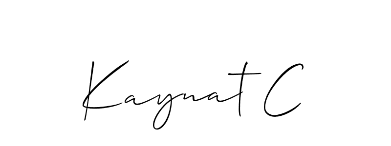 The best way (Allison_Script) to make a short signature is to pick only two or three words in your name. The name Kaynat C include a total of six letters. For converting this name. Kaynat C signature style 2 images and pictures png