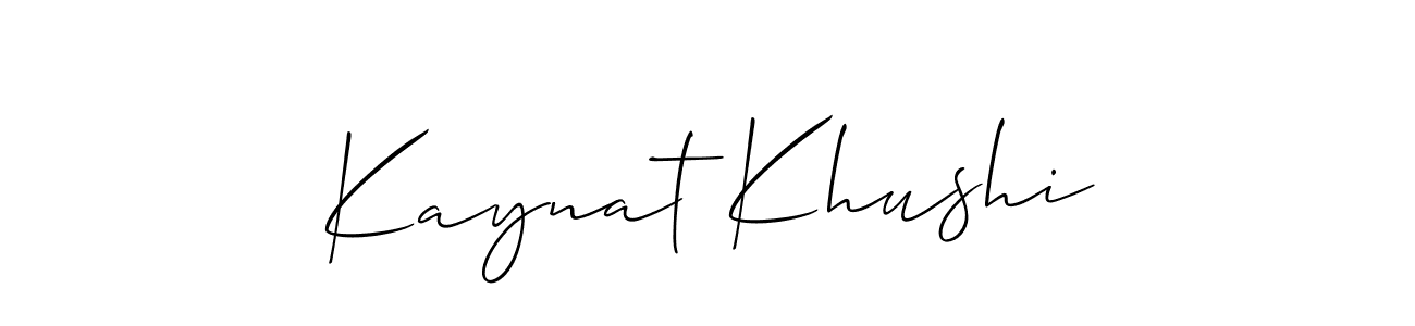 Design your own signature with our free online signature maker. With this signature software, you can create a handwritten (Allison_Script) signature for name Kaynat Khushi. Kaynat Khushi signature style 2 images and pictures png