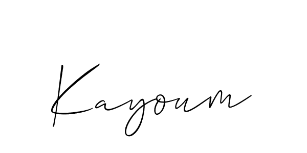 Make a beautiful signature design for name Kayoum. With this signature (Allison_Script) style, you can create a handwritten signature for free. Kayoum signature style 2 images and pictures png
