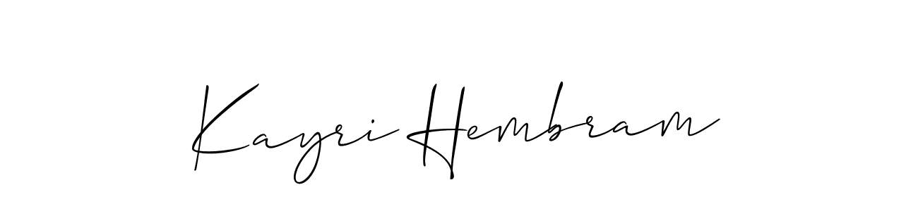 The best way (Allison_Script) to make a short signature is to pick only two or three words in your name. The name Kayri Hembram include a total of six letters. For converting this name. Kayri Hembram signature style 2 images and pictures png