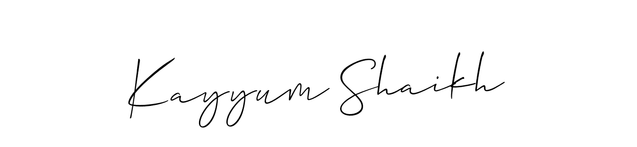 Also You can easily find your signature by using the search form. We will create Kayyum Shaikh name handwritten signature images for you free of cost using Allison_Script sign style. Kayyum Shaikh signature style 2 images and pictures png