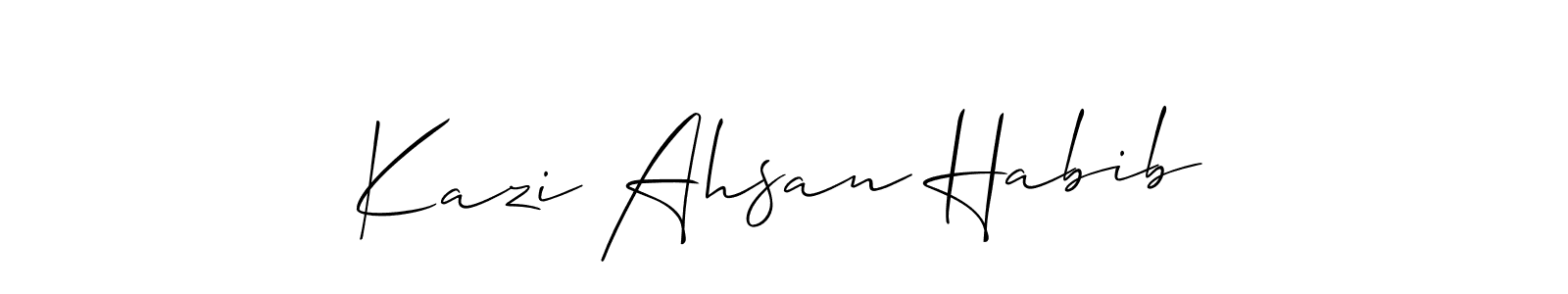 The best way (Allison_Script) to make a short signature is to pick only two or three words in your name. The name Kazi Ahsan Habib include a total of six letters. For converting this name. Kazi Ahsan Habib signature style 2 images and pictures png
