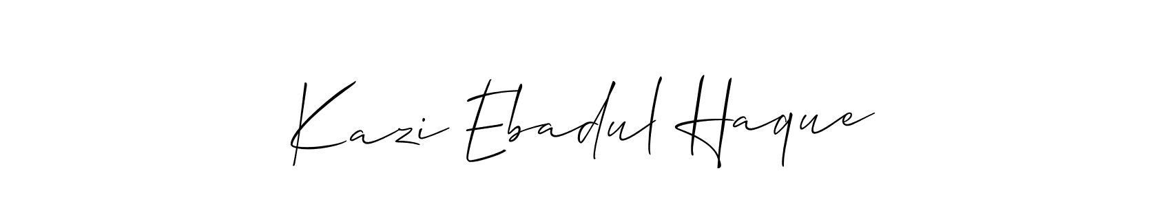 Make a beautiful signature design for name Kazi Ebadul Haque. With this signature (Allison_Script) style, you can create a handwritten signature for free. Kazi Ebadul Haque signature style 2 images and pictures png