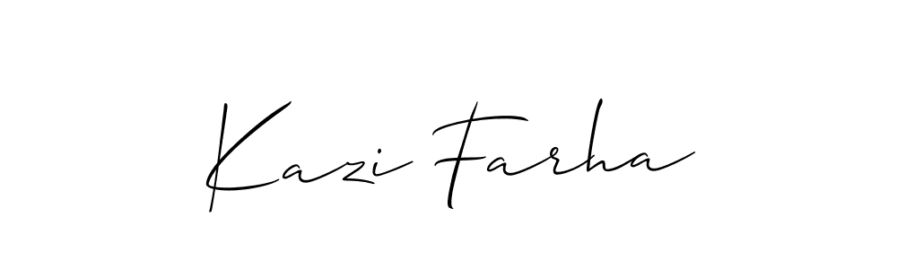 Allison_Script is a professional signature style that is perfect for those who want to add a touch of class to their signature. It is also a great choice for those who want to make their signature more unique. Get Kazi Farha name to fancy signature for free. Kazi Farha signature style 2 images and pictures png