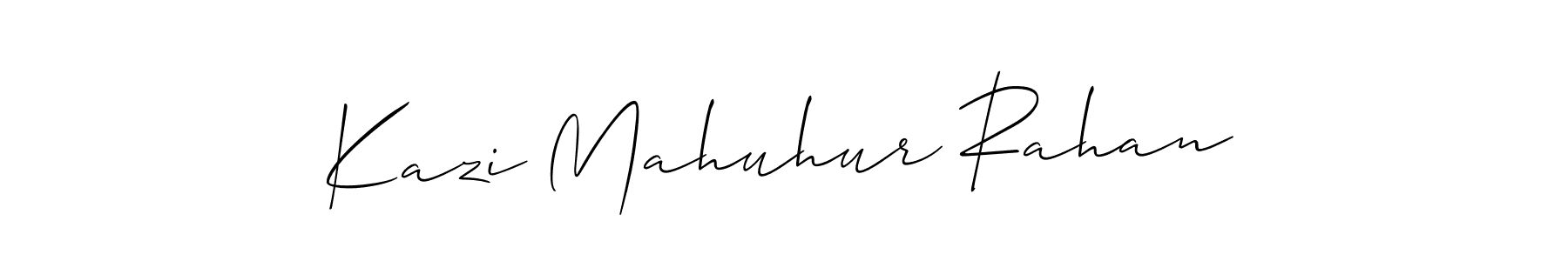 Make a short Kazi Mahuhur Rahan signature style. Manage your documents anywhere anytime using Allison_Script. Create and add eSignatures, submit forms, share and send files easily. Kazi Mahuhur Rahan signature style 2 images and pictures png